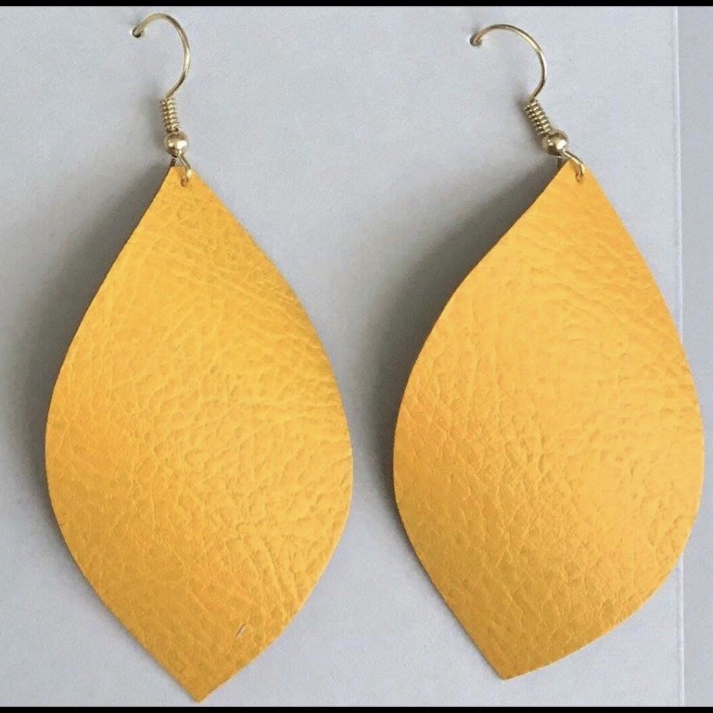 Vegan Leather Earrings - Yellow